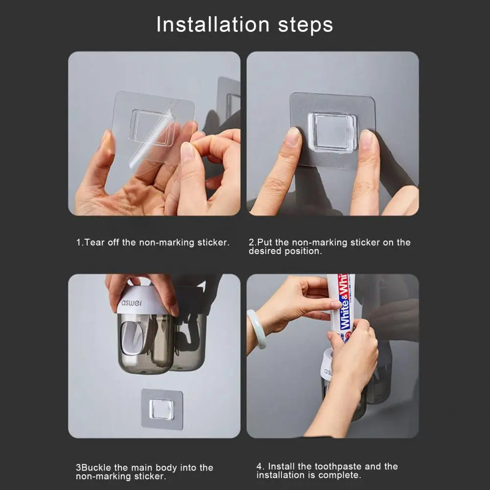 Toothpaste Dispenser Convenient Wall Mount Easy to Use Creative Automatic Toothpaste Squeezer for Bathroom