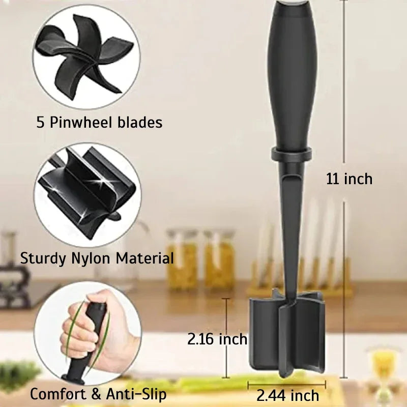 Kitchen Meat Chopper Ground Beef Masher Utensil Heat Resistant Non-Stick Hamburger Choppe Potato Masher Tool Kitchen Gadgets