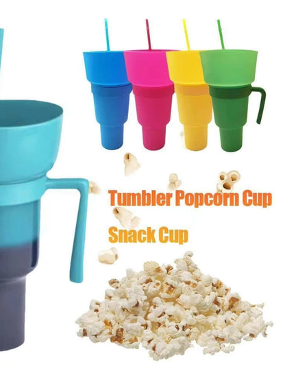 1 Creative Popcorn Snack with Handle All-In-One Drink Cup Water Cup Straw Cup